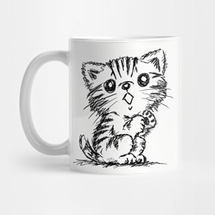 Black and White Sketch of an American Shorthair Mug